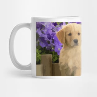 Golden Retriever Puppy Digital Painting Mug